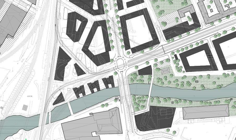 Skola F-3 Resecentrum vid Gamlestads torg Säveån Gamlestadens fabriker Bild 11. Planerad skola F-3 i förhållande till Gamlestadens fabriker.