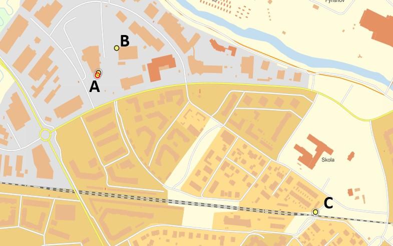 2 (5) Figur 1: Lokalerna A, B (inom planområdet Börje tull) och C (söder om Seminariet)