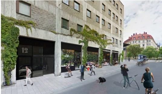 Sida 6 (8) Fotomontage över möjliga butiker och verksamheter i bottenvåningen vid Rådmansgatan.
