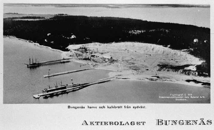 Inledning och historik Kalkindustrin 1906 startade Kalkindustri Aktiebolaget i Södertelge stenbrytningen på Bungenäs.