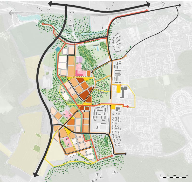 3 (8) Trafikstrukturen i området bygger vidare på Linghems befintliga trafiksystem där gång- och cykeltrafik premieras.