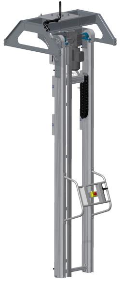 Basmodell Mechstack Pro är en elektrisk manipulator för hantering och stapling av laster upp till 250 kg och för belastande böjmoment upp till 2000 Nm.