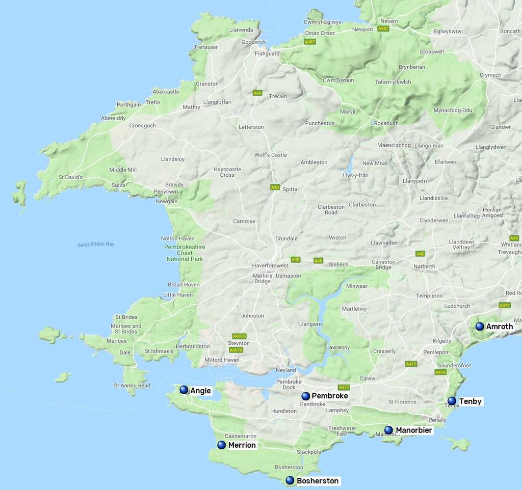 Pembrokeshire Coast Path, Amroth Pembroke, 7 nätter 6(6) Pembrokeshire Coast Path År 1952 fick Pembrokeshires kust utmärkelsen Nationalpark, och då föreslog naturälskaren Ronald Lockley en lång