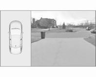 Skärmen på infodisplayen är uppdelad i två delar: till vänster visas en vy ovanifrån bilen, och till höger visas vyn från den främre eller bakre kameran beroende på vilken växel som är ilagd.