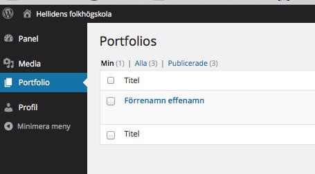 och tar bort bilder c/ Portfolio - här gör du dina inlägg, lägger upp bilder