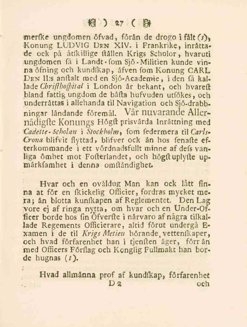 27 merfke ungdomen öfvad, föran de drogo i fält (j), Konung LUDVIG Den XIV.