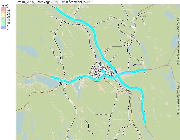 miljökvalitetsnormen samt utvärderingsgränserna med god marginal. Även miljömålet, som baseras på totalhalten PM10, underskrids för de beräknade värdena.