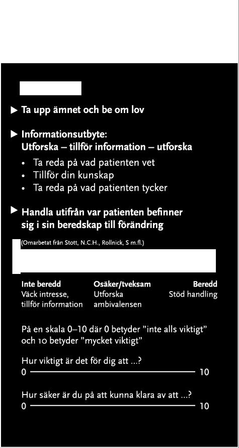 Samtalet är patientcentrerat och har en given struktur.