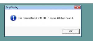 4.6 Produktsök fungerar inte i EasyDisplay 8 När produktsök genomförs så kommer felmeddelandet The Request failed with http status 404: Not Found. 4.6.1 Lösning Installera SOProductInfoService på S01.