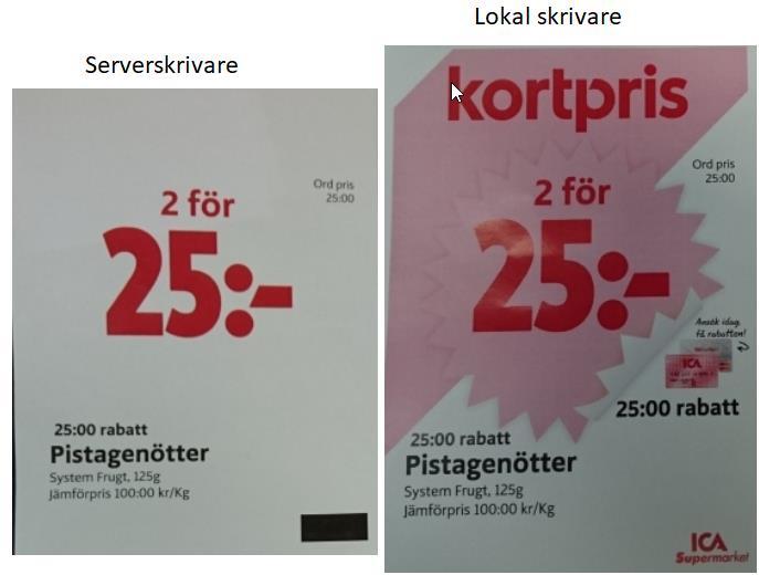 3 Drift felsökning 3.1 Svarta rutor och bortklippta bilder vid utskrift 2017-11-13: ICA ska ha löst detta problem på genom att köra uppdatering: K9109382. Efter en av senare.