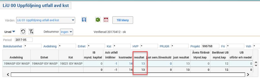 19 Vanlig saldotabell eller