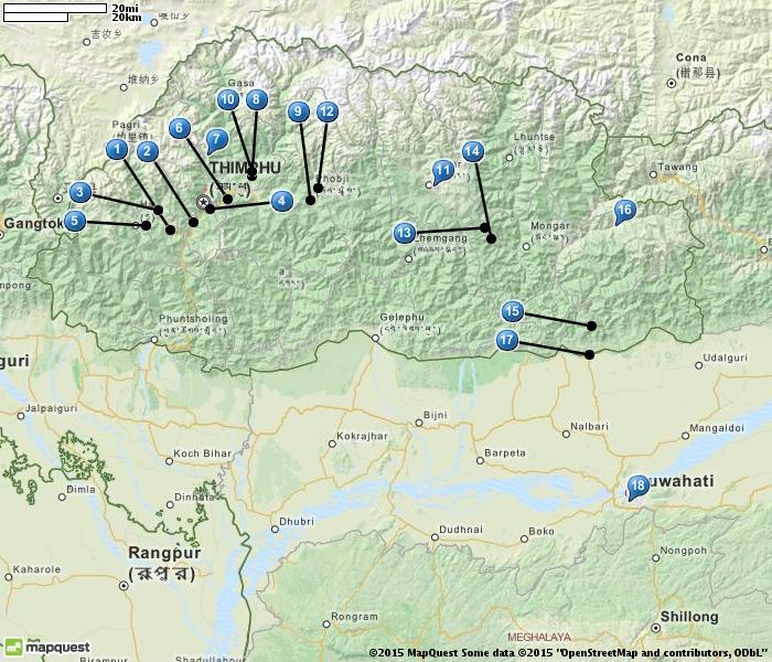 BHUTAN 1. Paro Valley 2. Thimpu Valley 3. Paro 4. Thimpu 5. Chele La Pass 6. Dochula Chorten 7. Jigme Dorji NP 8. Punakha 9. Gangtey Gompa 10.