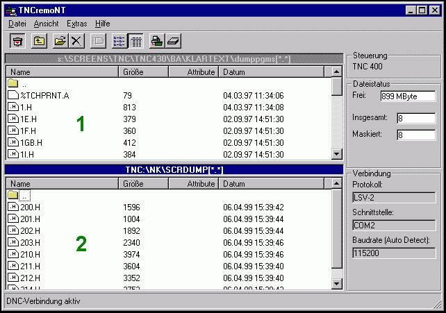 9 HEROS-funktioner Inställning datagränssnitt Dataöverföring mellan styrsystemet och TNCremo Kontrollera att styrsystemet är ansluten till rätt seriella datasnitt på din dator eller till nätverket.