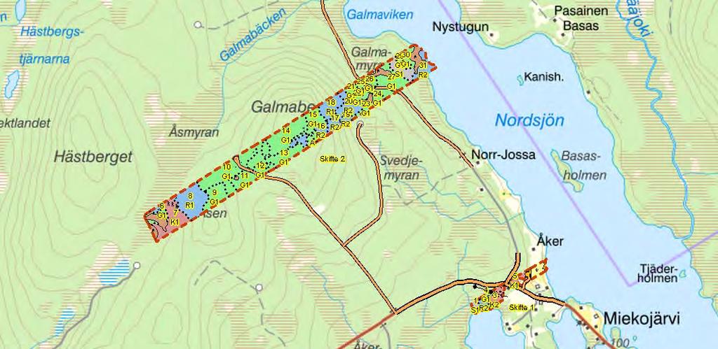 Skogsmarken Huvuddelan av skogsmarken är samlad i ett