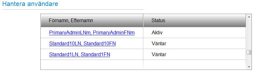För att redigera en användarfil, klicka på användarens namn under Hantera användare för att öppna användarfilen som ska redigeras.