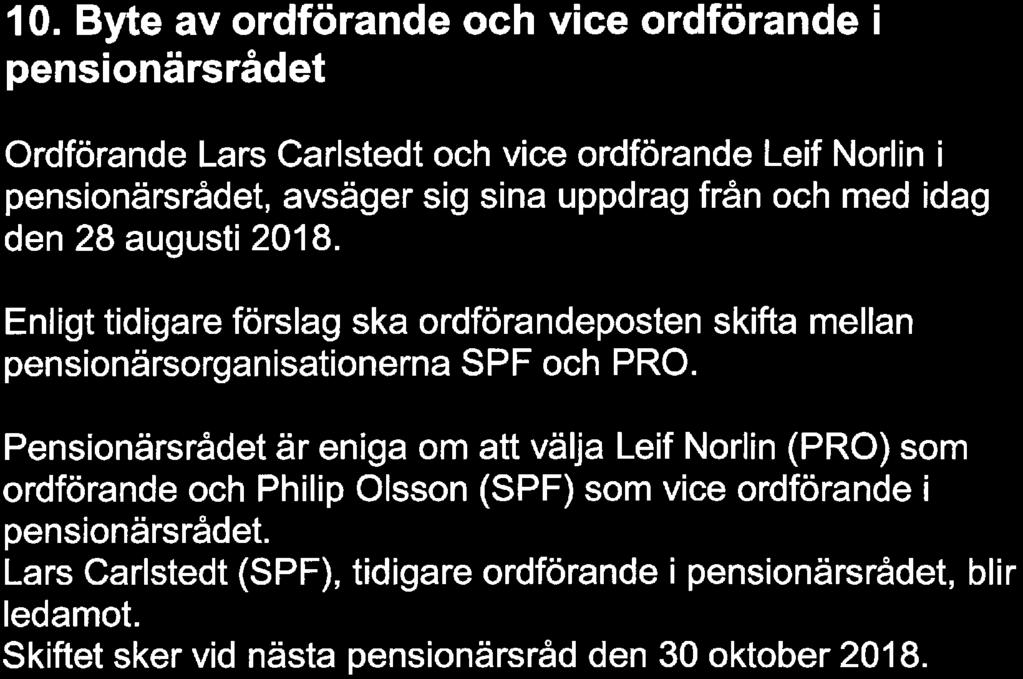 Rådsprotokoll 11 Pensionärsrådet 2018-08-28 10.