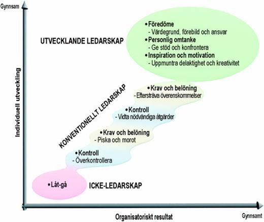 faktorer kan brytas ner i delfaktorer; ledarkaraktäristika utgörs av önskvärda kompetenser och grundläggande förutsättningar, omgivningskaraktäristika av omvärlden, organisationen och gruppen.