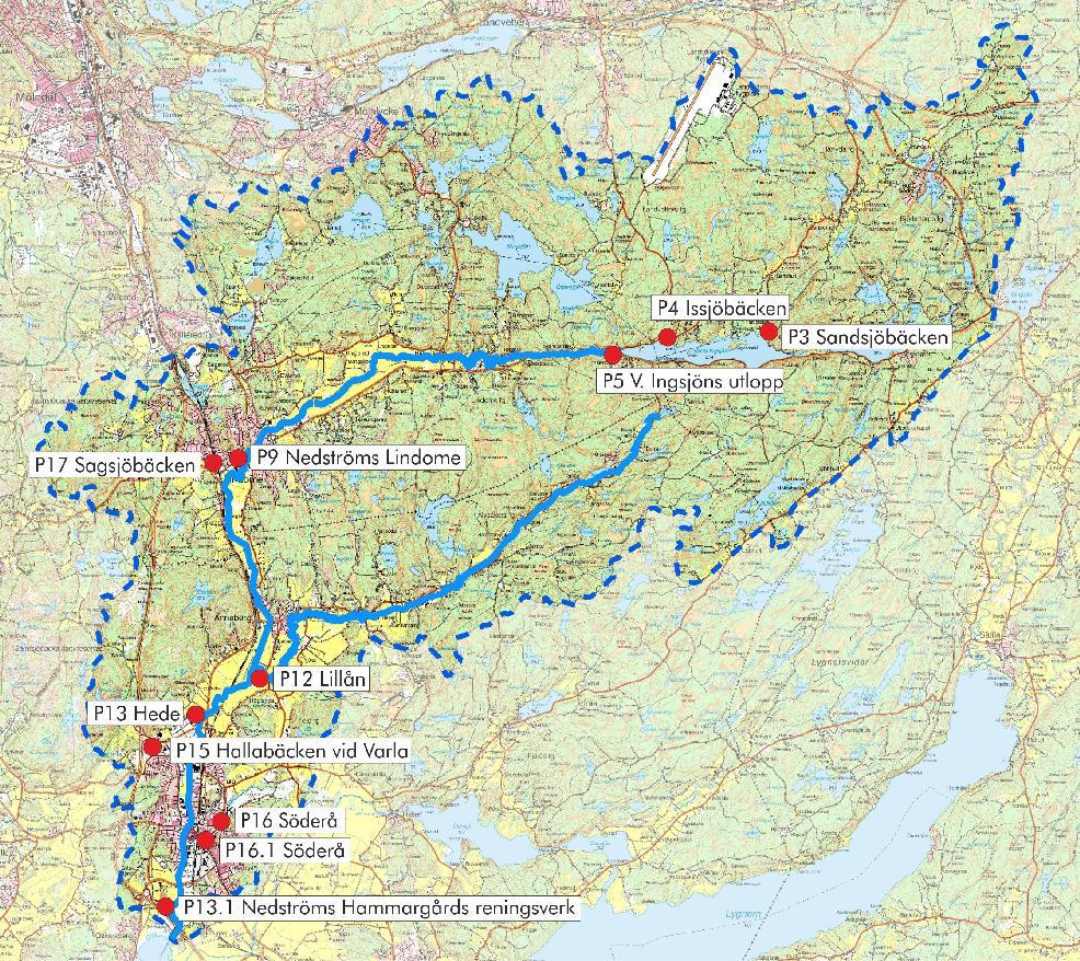 Kungsbackaån Kungsbackaåns vattensystem är beläget inom Härryda, Marks, Mölndals och Kungsbacka kommuner och ingår i Västra Götalands och Hallands län.