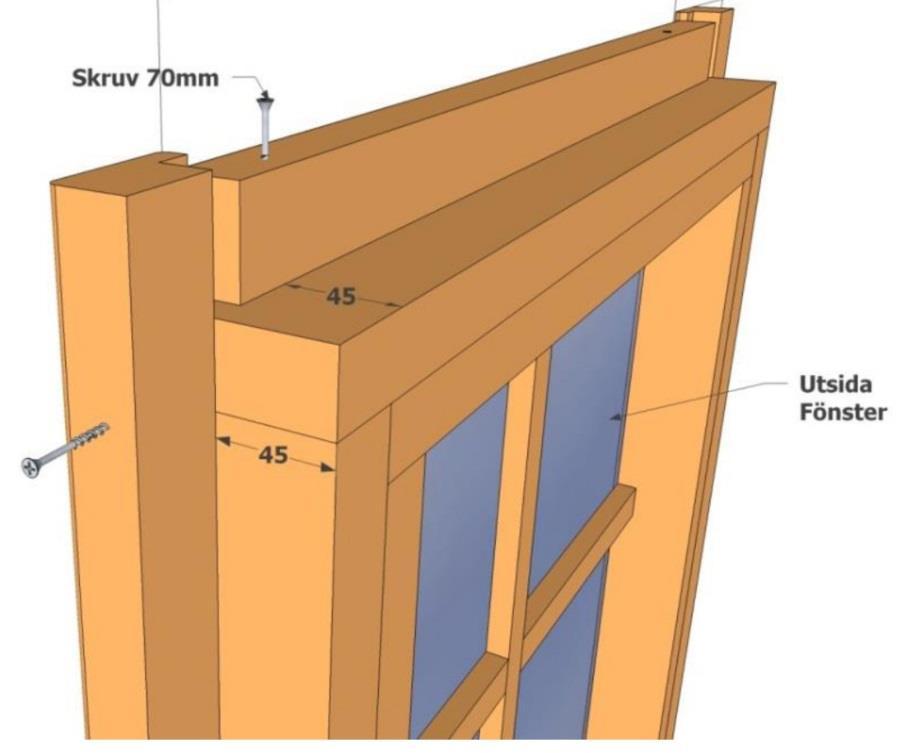 Fönster Montera innerlist på fönster enligt bilden Skär bort sponten under fönstren och
