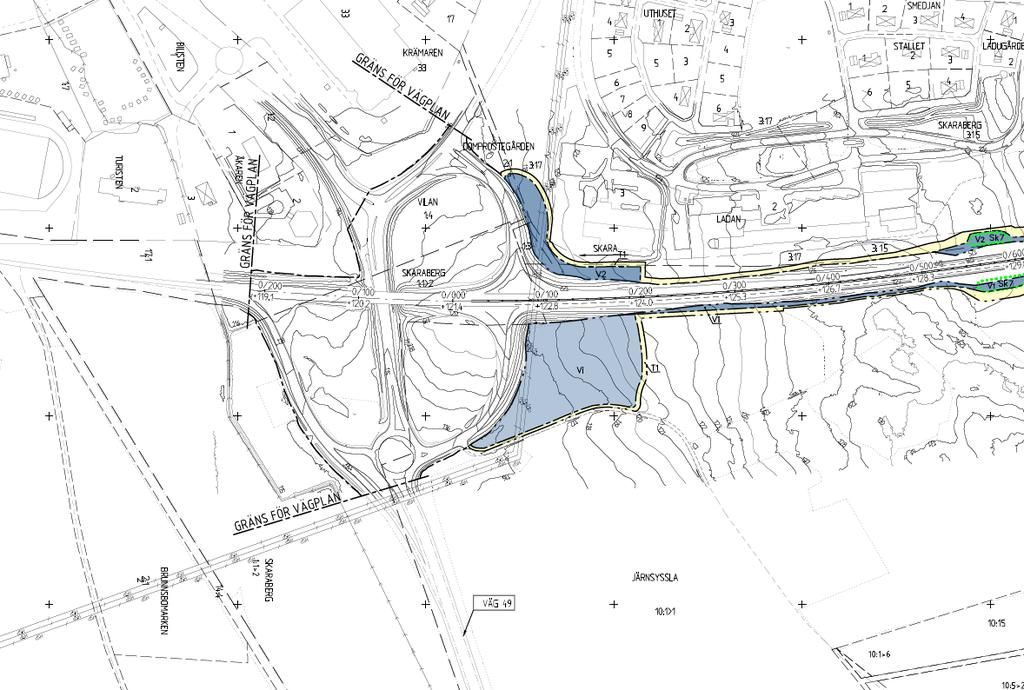 Plankartan i den tidigare vägplanen täckte inte det berörda området, därav utdrag ur översiktsritning. 2.