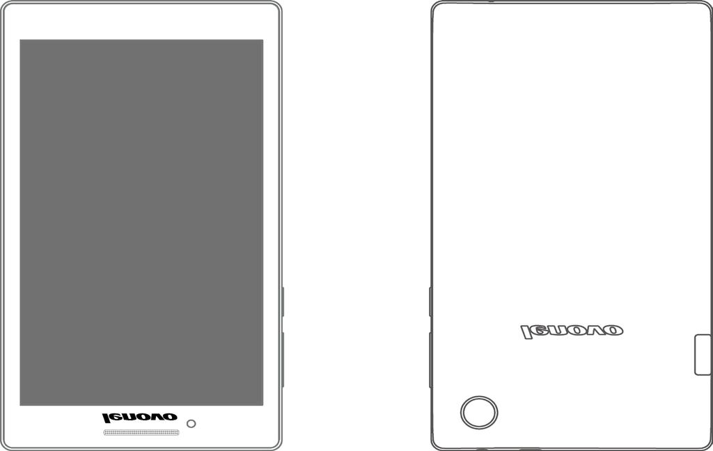 ANM: Endast Lenovo TAB 2 A7-20F har en bakre kamera. 1-2 Knappar På/av-knapp Slå på surfplattan genom att hålla den här knappen intryckt i ungefär tre sekunder och släpp den sedan.