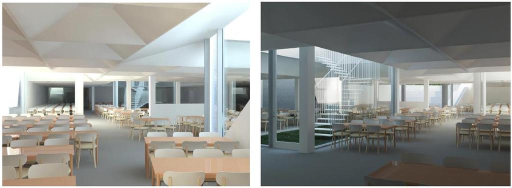 För att möjliggöra ett större kök kommer befintligt café som idag ligger i hus A på entréplan att flyttas till plan 3 i hus B.