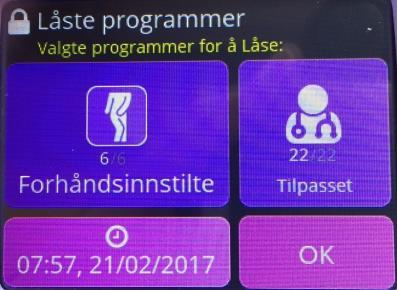 De grå fyrkanterna nedanför til vänster illustrerar antal faser i programmet och typ av fas som är: stimulering Intermittent stimulering EMG Feedback I översta linje finner du information om