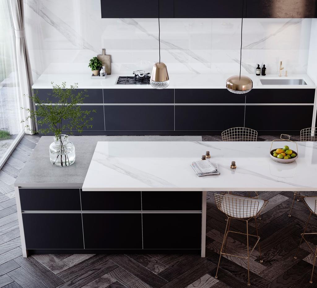 gråaktiga ådringen hos Dekton Olimpo passar