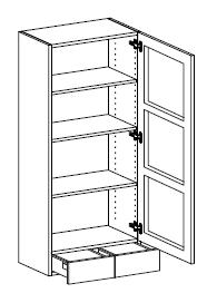 Väggskåp Kärlhylla på bänk med tre glashyllor Vågräta spröjs M = invändigt och utvändigt målad. F = invändigt och utvändigt fanerad Höjd = 1350 mm. Artnr.