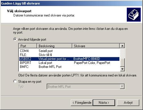 Steg 2 För användare av USB-kabel (För 98/98SE/Me/2000 Professional/XP) Installation av den utökade (Native) drivrutinen B Klicka på Start, och välj Inställningar och sedan Skrivare.