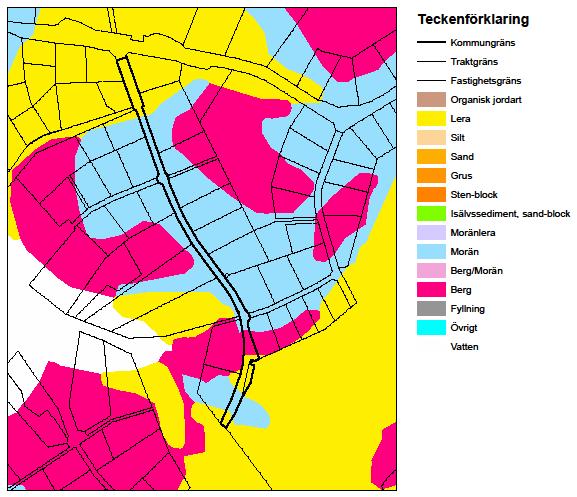 ÖSTERÅKERS KOMMUN SAMRÅDSHANDLING 4(9) Kulturmiljö och fornlämningar Inom planområdet finns inga kända fornlämningar. Bebyggelseområden Jordartskarta över planområdet.