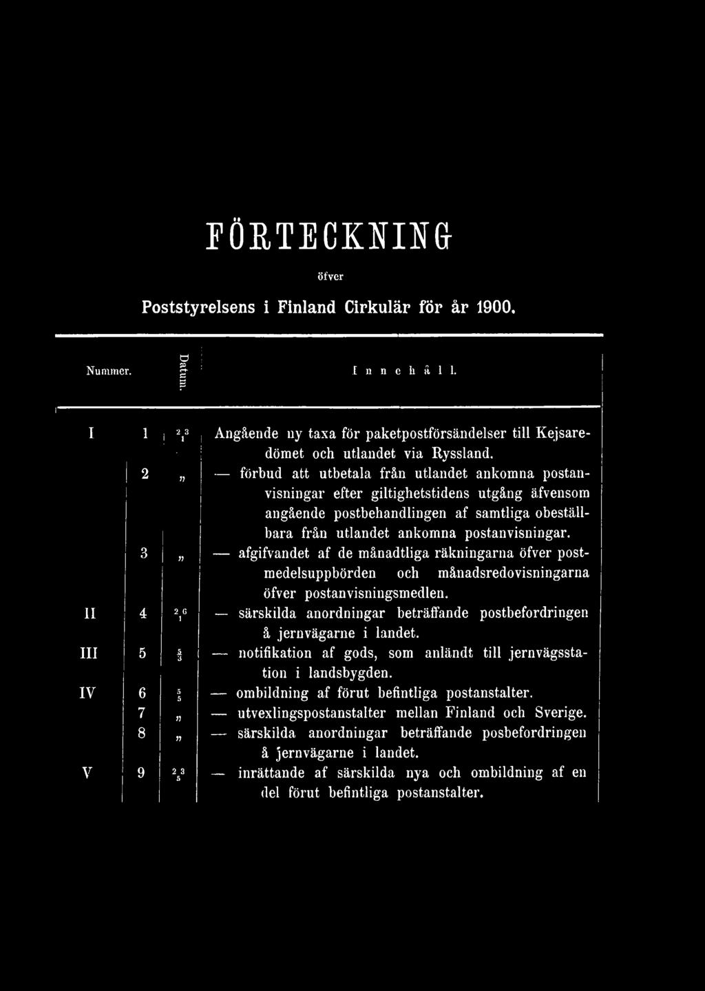 3 n afgifvandet af de månadtliga räkningarna öfver postmedelsuppbörden och månadsredovisningarna öfver postanvisningsmedlen.