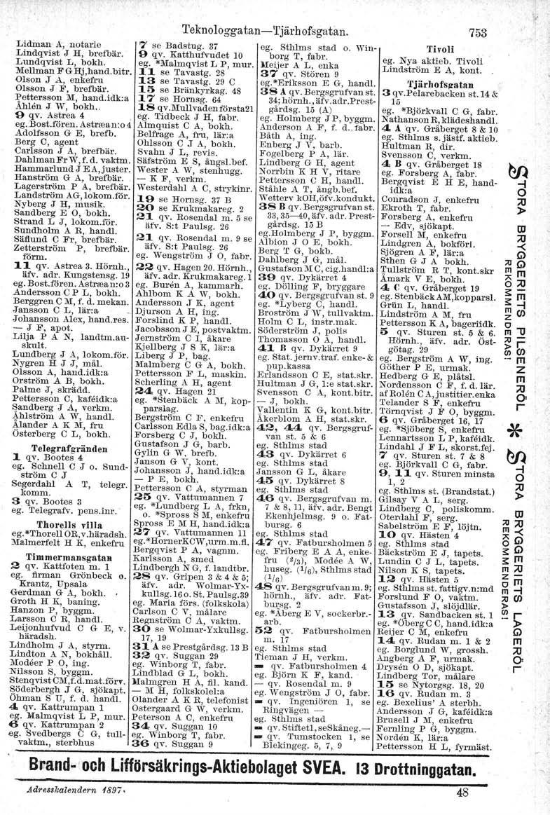 Lidinan A, notaie Lindqvist J H, befbä. Lundqvist L, bokh. Meltman F GHj,hand.bit. lson J A, enkefu lsson J F, bet'bä. Pettesson M, hand.idk:a Ahlen J W, bokh.. 9 qv, Astea 4. egobost.föen. Aettea.