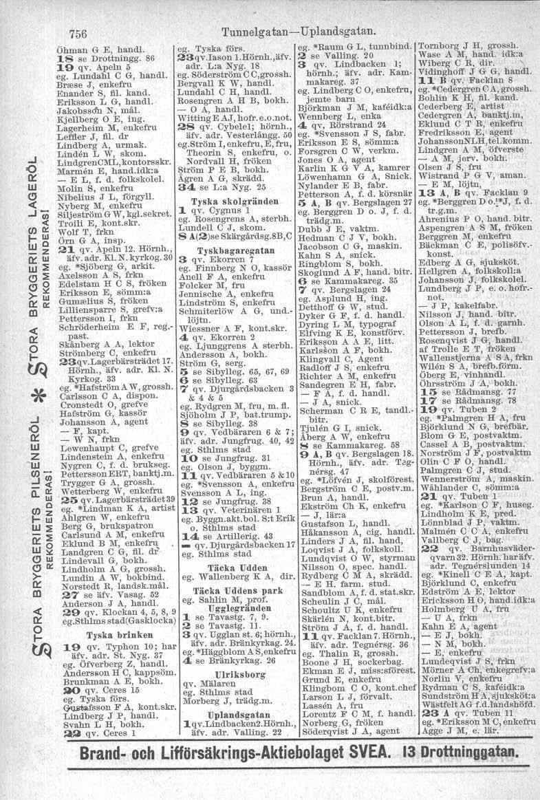 ...J o UJ Z UJ Ui _<C a.gj (/J I- UJ:::; 756 Öhman G EJ hand!. 1S se Dottningg. 86 19 qv. Apeln 5 ego Lnndahl C G, handl. Bease J l enkefu Enande S, fil. kand. Eiksson L G, hand!. Jakobss<fn N, mål.