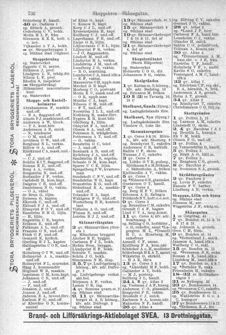 736 Skeppsbon -Skånega Södebeg F, handl. af Klint G, kapt. 13qv. Skinnaviksb. st: leg. Elfving C V. enkefu 46 qv. Cadmus l V. Konow S, kapt. Gentzel J 0, vaktm. ego Binck A, gossh. Kop C J L, und.