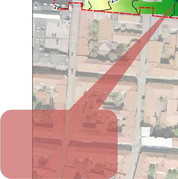 Cykeltrappans entré ligger på +3,5 m med ett vattenskydd som klarar en högvattennivå upp till +3,9 m.