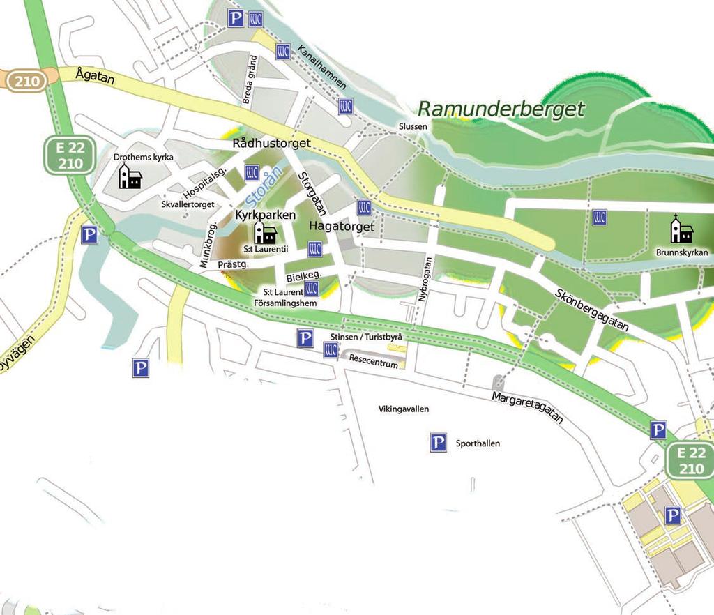 BILJETTFÖ RSÄLJNING Biljetter säljs även online på event.söderköping.se 1 Infobod/biljettbod 2 Biljettbod Fiskartorget 1 2 Brunnsparken Drothems kyrka Kyrkan är plats för konserter, vigslar och dop.