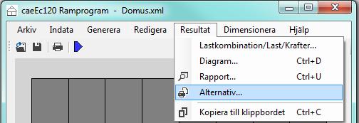 Här redovisas normalkrafter, tvärkrafter, moment samt deformationer för de stänger som ingår i systemet för de olika