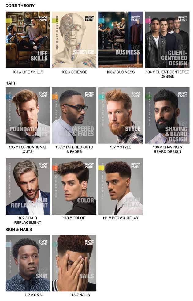 BÖCKER- BARBERING NYHET! FUNDATIONAL CUTS Art.nr. 111650 1625:- + moms SHAVING & BEARD DESIGN Art.nr. 111653 975:- + moms TAPERED CUTS & FADES Art.nr. 111651 975:- + moms COLOR Art.nr. 111654 675:- + moms BARBERING modulbaserade böcker som presenteras på ett lättillgängligt sätt och enkelt kan integreras i skolans kursplanering.