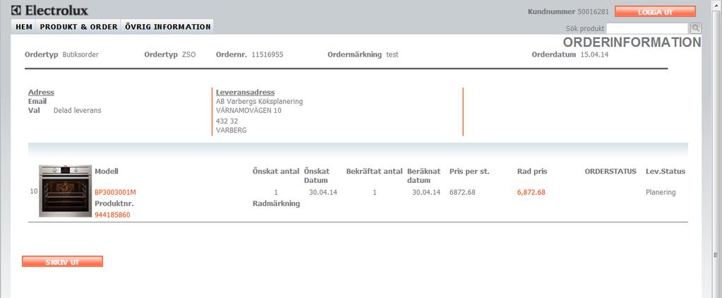 Nya orderprocessen Orderbekräftelse - Ingen