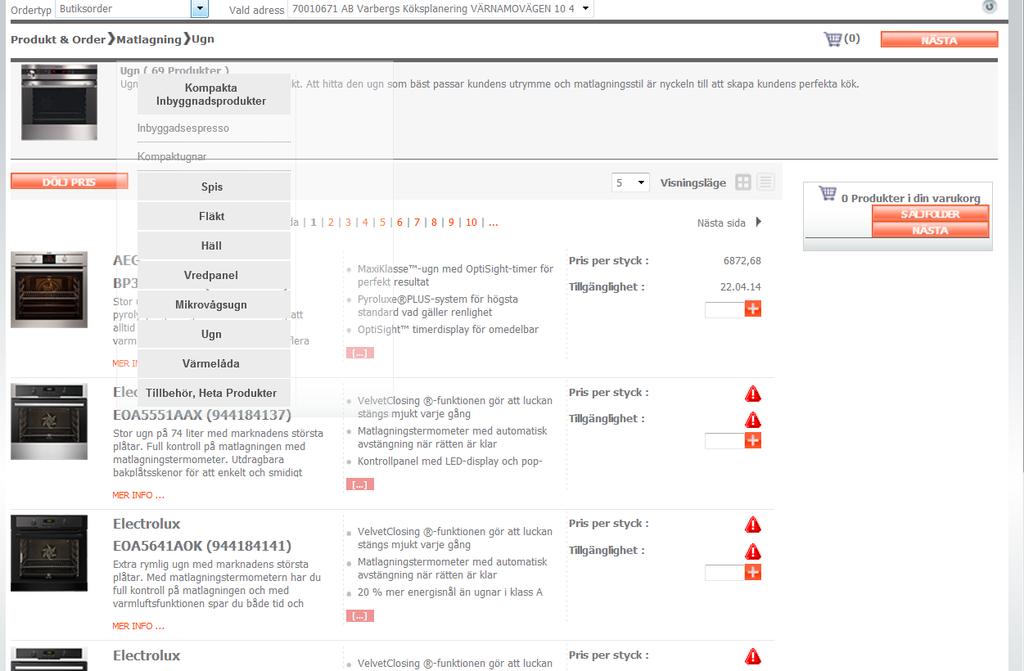 Nya orderprocessen Varukorgen Med bild Byt mellan med och utan