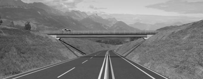 2.2.5 PS34 Overpass, France The bridge is a single-span bridge located on the A51 motorway in France, see Figure 2-49. The length of the bridge is 47.4 m long and the free width is 3 m.