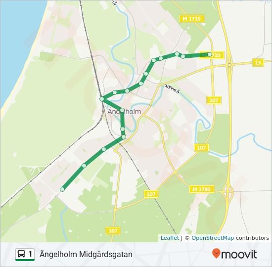 Riktning: Ängelholm Midgårdsgatan 16 stopp Ängelholm Ishallen Ängelholm Espehögsgatan Kullavägen, Ängelholm Ängelholm Idrottsplatsen Ängelholm Rosenholmsvägen Rosenholmsvägen, Ängelholm Ängelholm