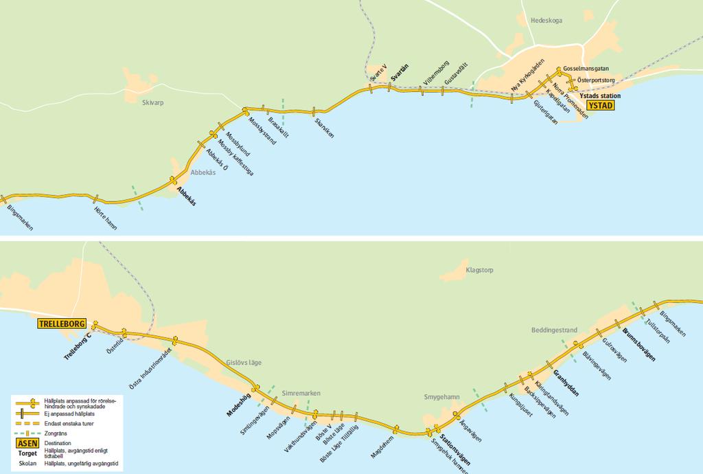 16 (18) Linje 184 förser delar av landsbygden i Trelleborgs kommun med kollektivtrafik till och från Trelleborg Delar av utbudet på linje 184 finansieras genom tillköp av Trelleborgs kommun.