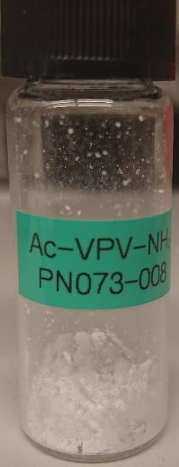 After a completed synthesis, the peptides are dried in a vacuum desiccator overnight to remove the iproh.
