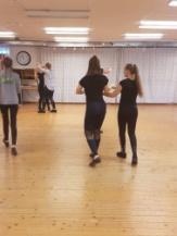 Folkdansare och inbjudna från Trehäradsbygden, Linderöd och Orust för att äta och dansa.