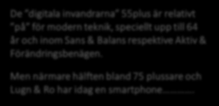 teknik, speciellt upp till 64 år och inom Sans & Balans respektive