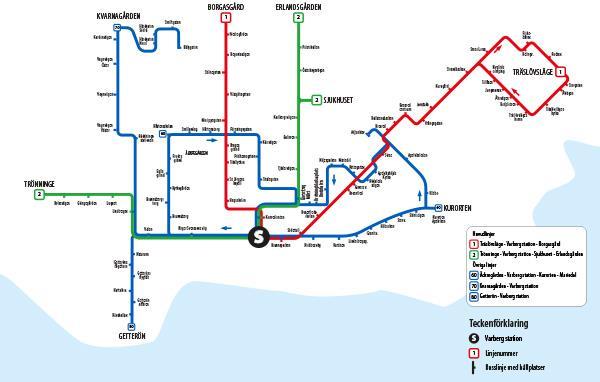 Varberg Trafikering I Varberg finns det 5 linjer varav 2 linjer är huvudlinjer (linje 1,2) som trafikerar i stråken.