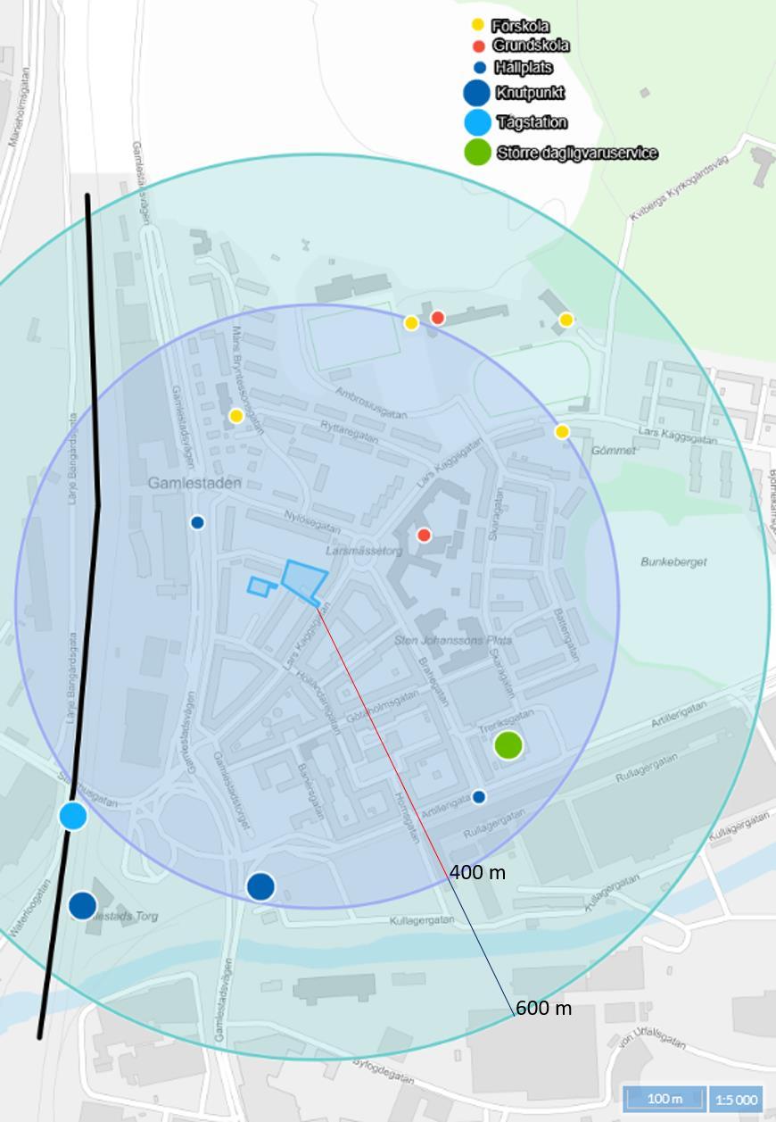 Lägesbedömning (analyssteg 2) Utredningsområde Projektet är beläget i Gamlestaden, på en tvärgata till Lars Kaggsgatan. Nedan illustreras utredningsområdet.