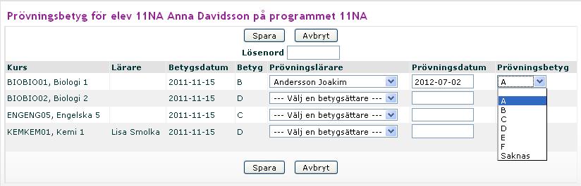 Prövningar kan bara skapas av skolans betygsadministratör. Skolans rektor bestämmer vem som ska vara betygsadministratör och meddelar SchoolSoft detta genom att mejla support@schoolsoft.se.).